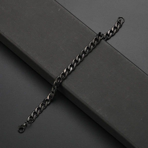 collar y pulsera de eslabones negro