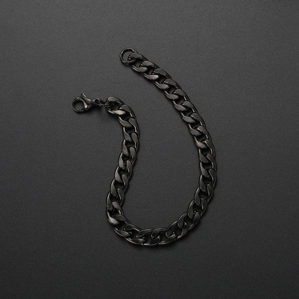 collar y pulsera de eslabones negro