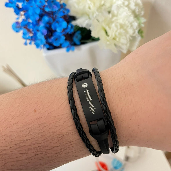 Double String Leather Bracelet with Spotify Song
