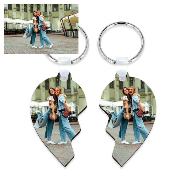 Double Heart Puzzle Keychain