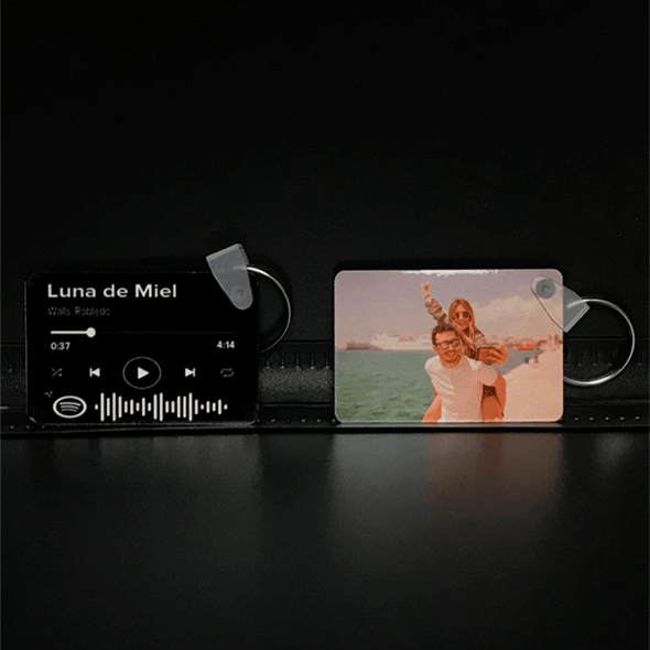 Porta-chaves com música do Spotify com foto personalizada
