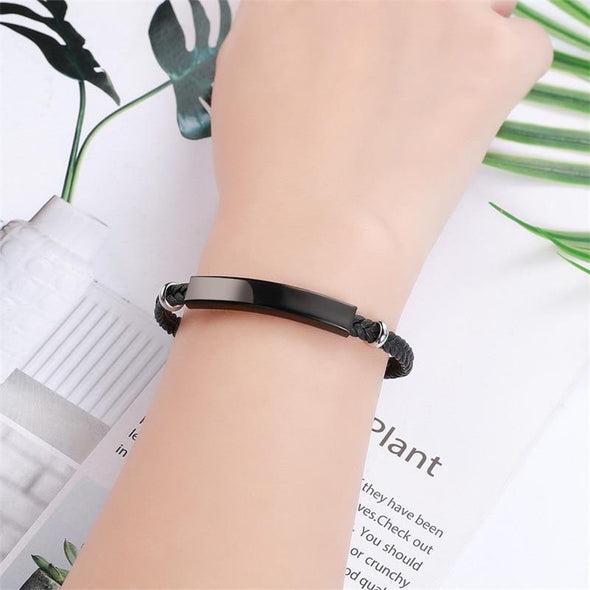 Leather Bracelet with Personalized Rings
